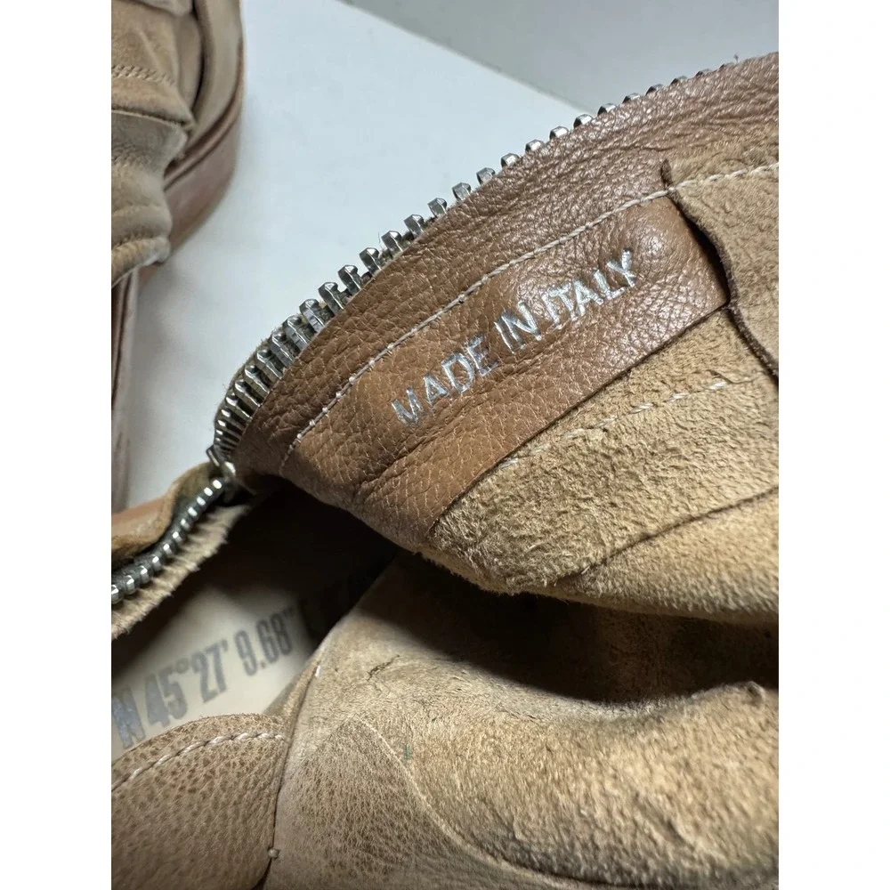 A.S. 98 Tan Leather Studded Wedge Sandals Open Toe Platform Made in Italy 36 6